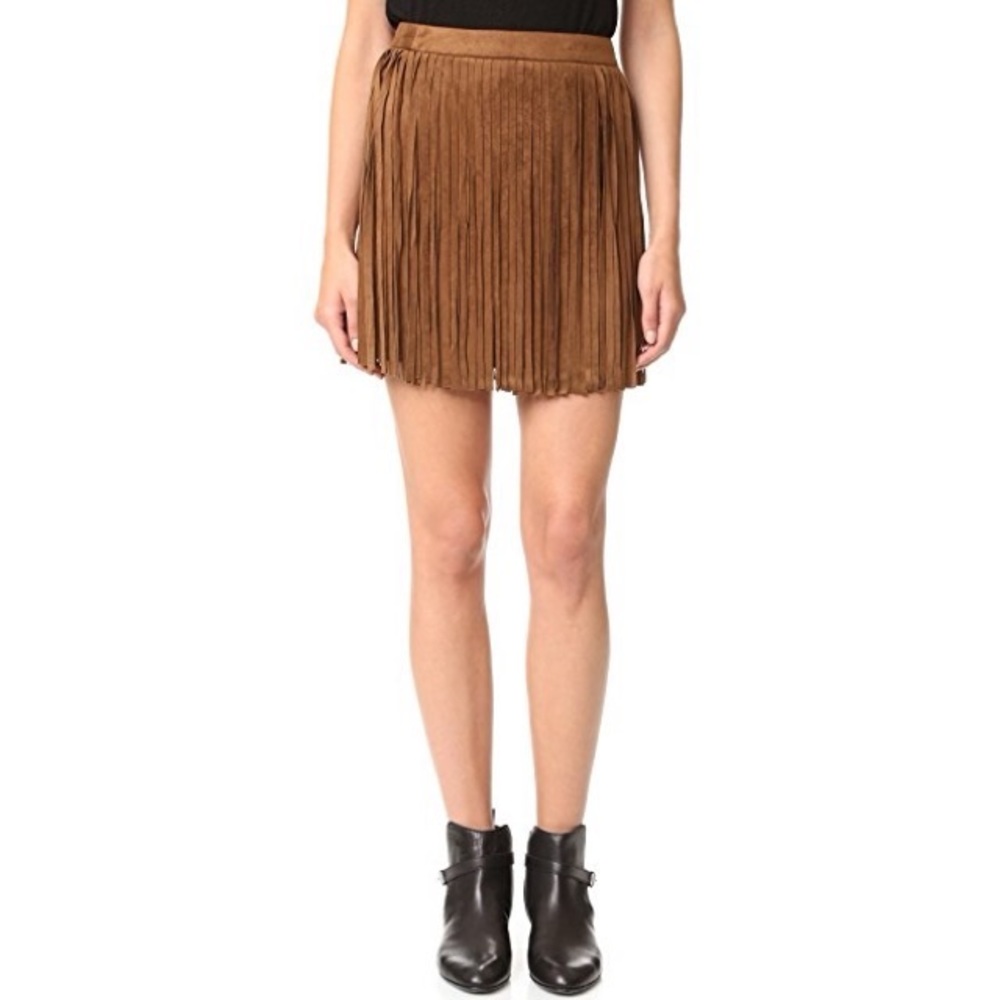 BB Dakota Barton Faux Suede Fringe Skirt